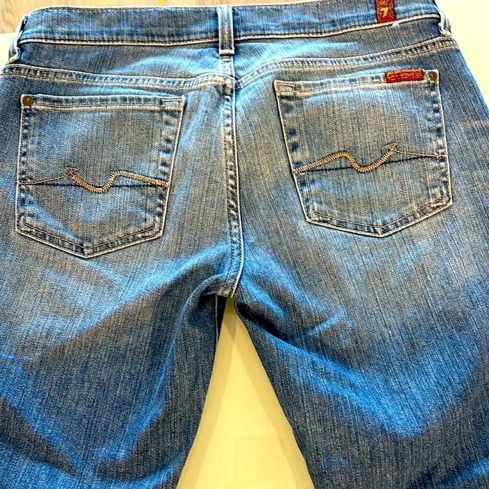 7 For All Mankind Women's Straight Leg Jeans in Light Blue Denim